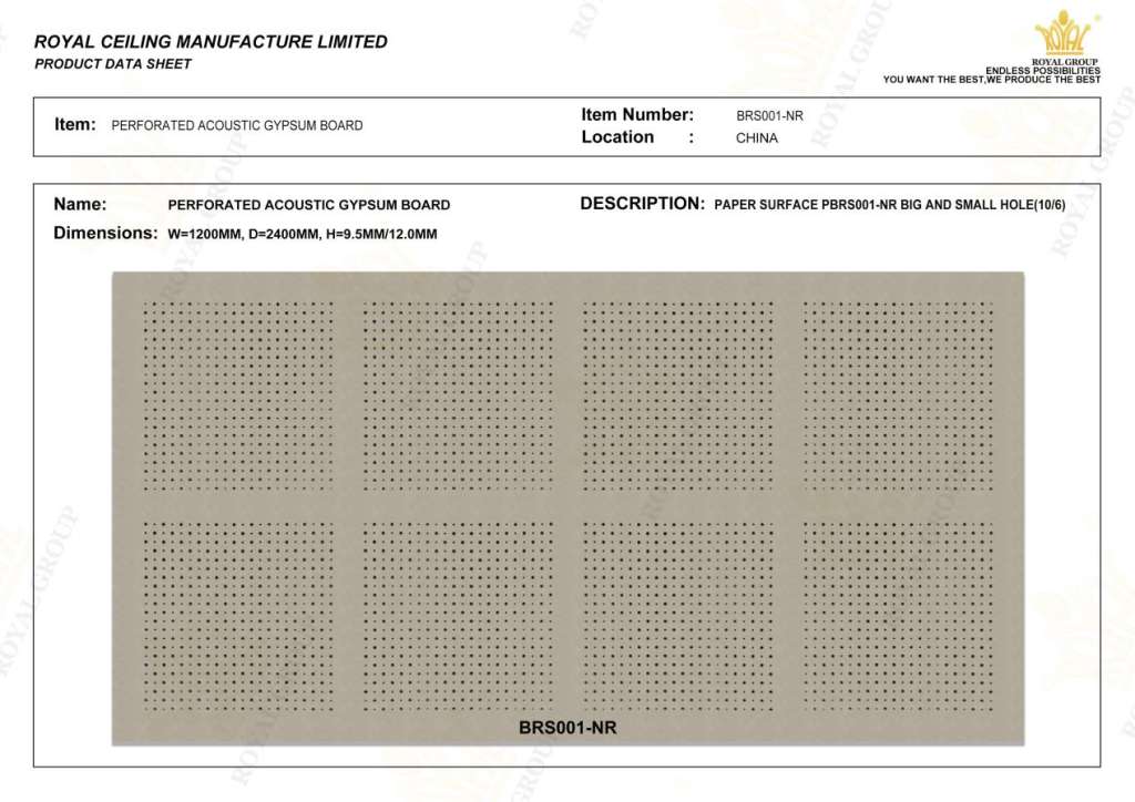 Perforated Acoustic Gypsum Board Brs001 Royal Group